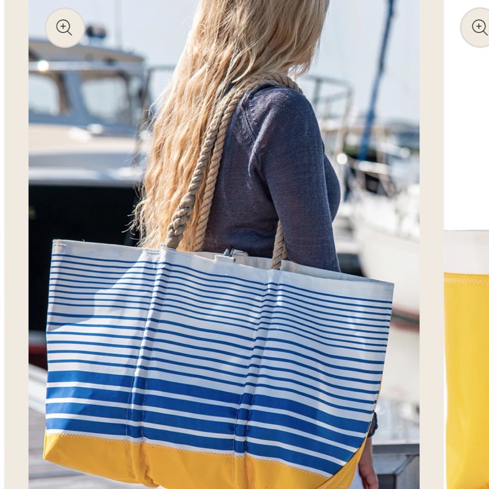 Nautical Blue and Yellow Striped Tote Bag
